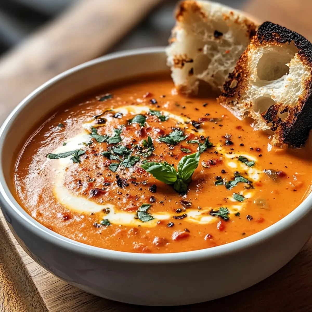 Feuergeröstete Tomatensuppe perfekt für kalte Tage