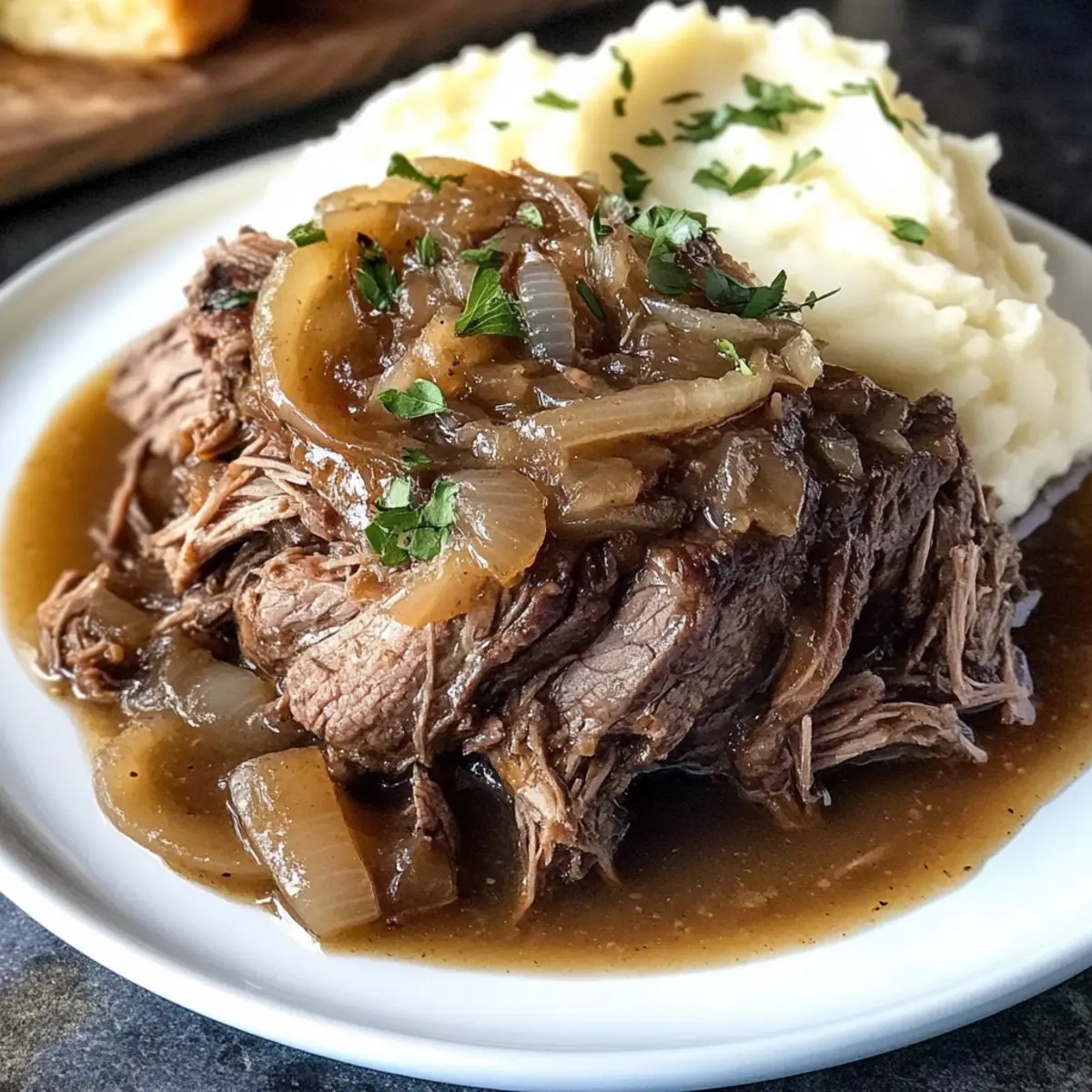 Französischer Zwiebel-Rinderbraten im Slow Cooker