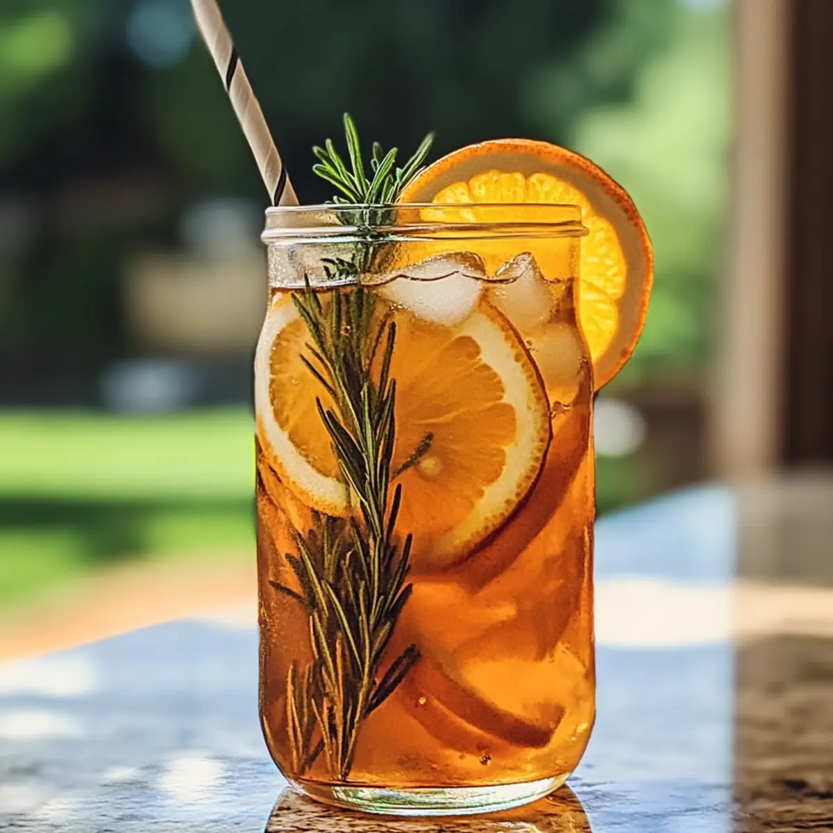 Erfrischender Orangen-Rosmarin-Eistee für heiße Tage
