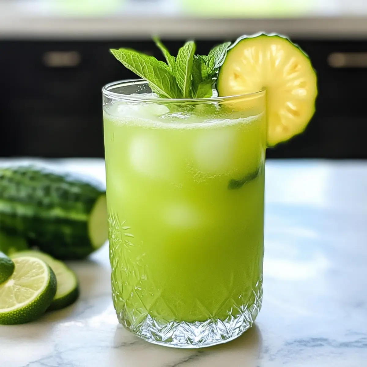 Erfrischender Ananassalat Gurkenagua fresca