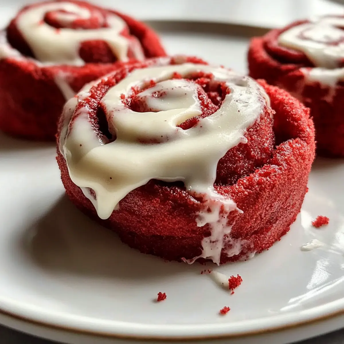 Rote Samt Zimtschnecken mit cremigem Icing