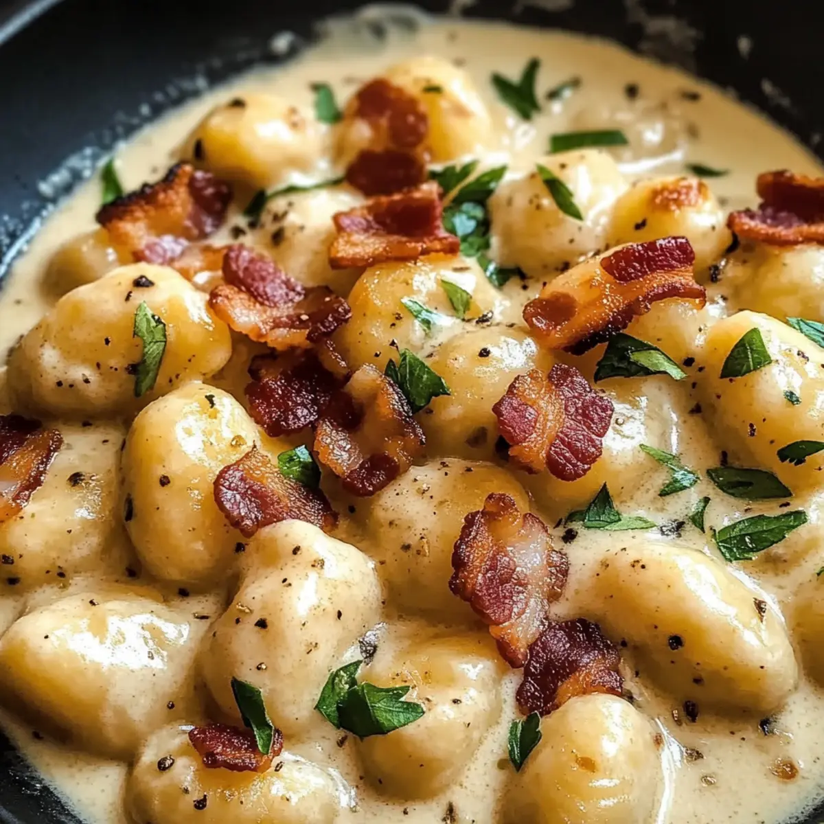 Geröstete Knoblauchrahmsoße mit Gnocchi Genuss pur