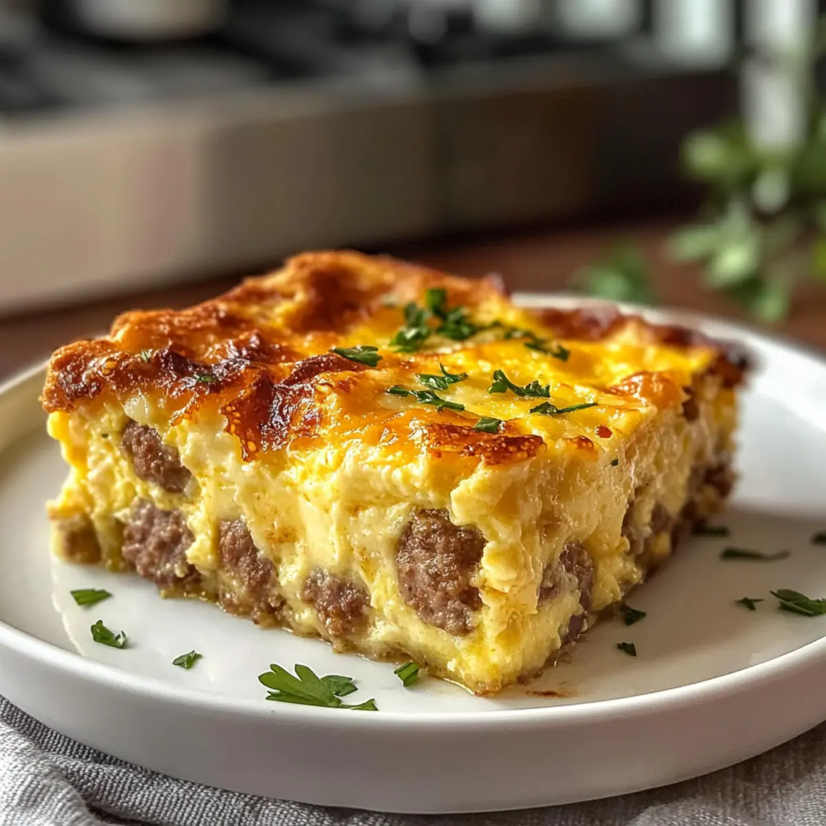 Wurst und Eier Auflauf für ein herzhaftes Frühstück