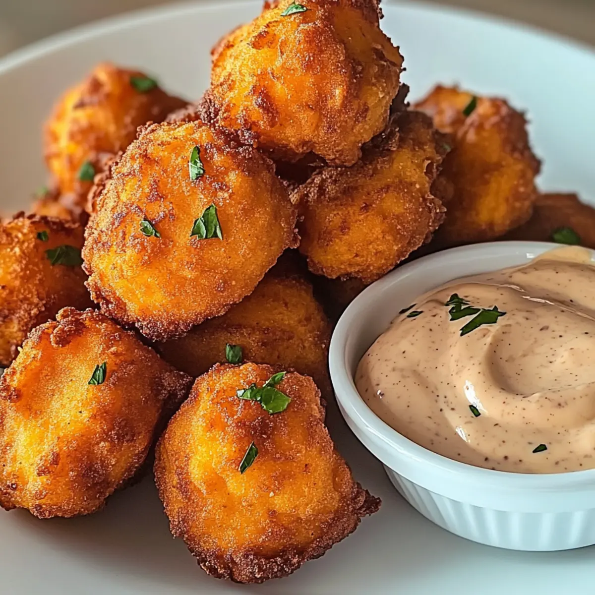 Süßkartoffel-Hushpuppies mit Zimtbutterdipp