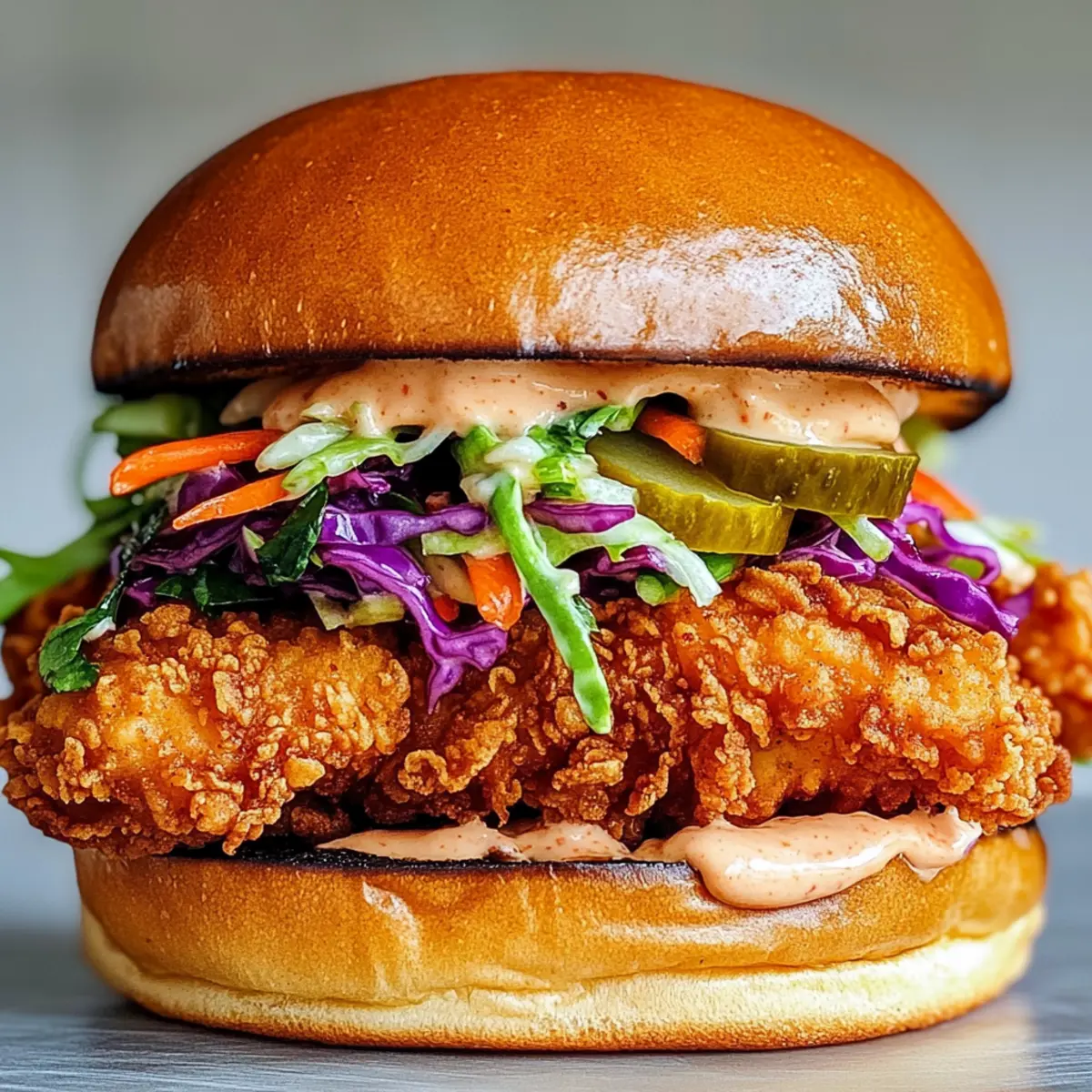 Thailändisches gebratenes Hähnchen-Sandwich genießen