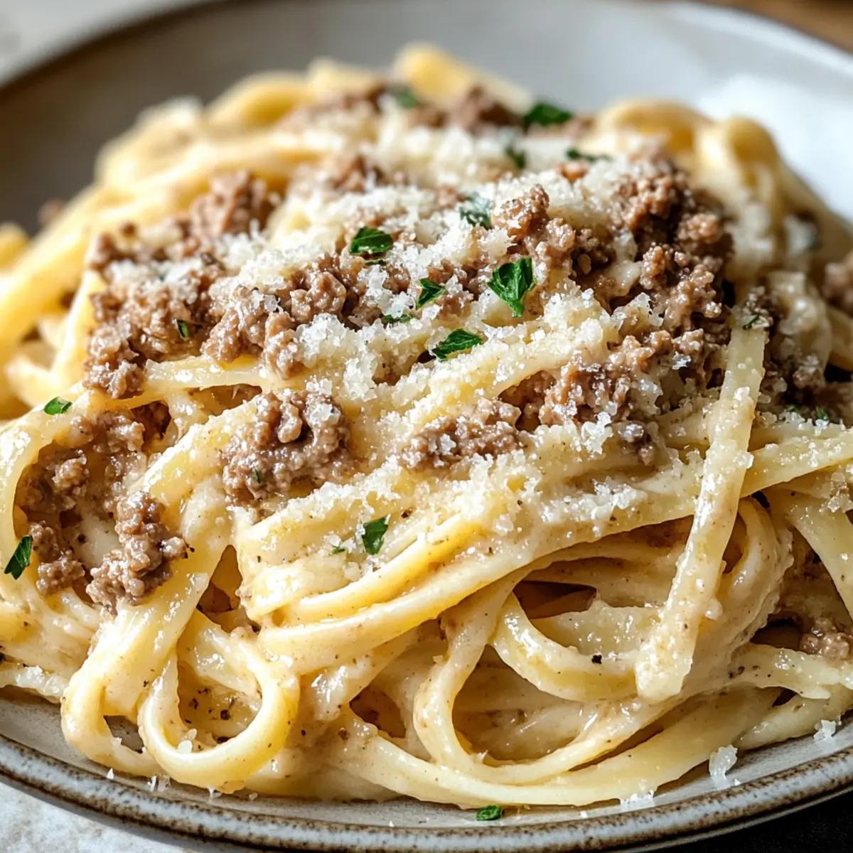 Weiße Bolognese Sauce mit cremigem Genuss