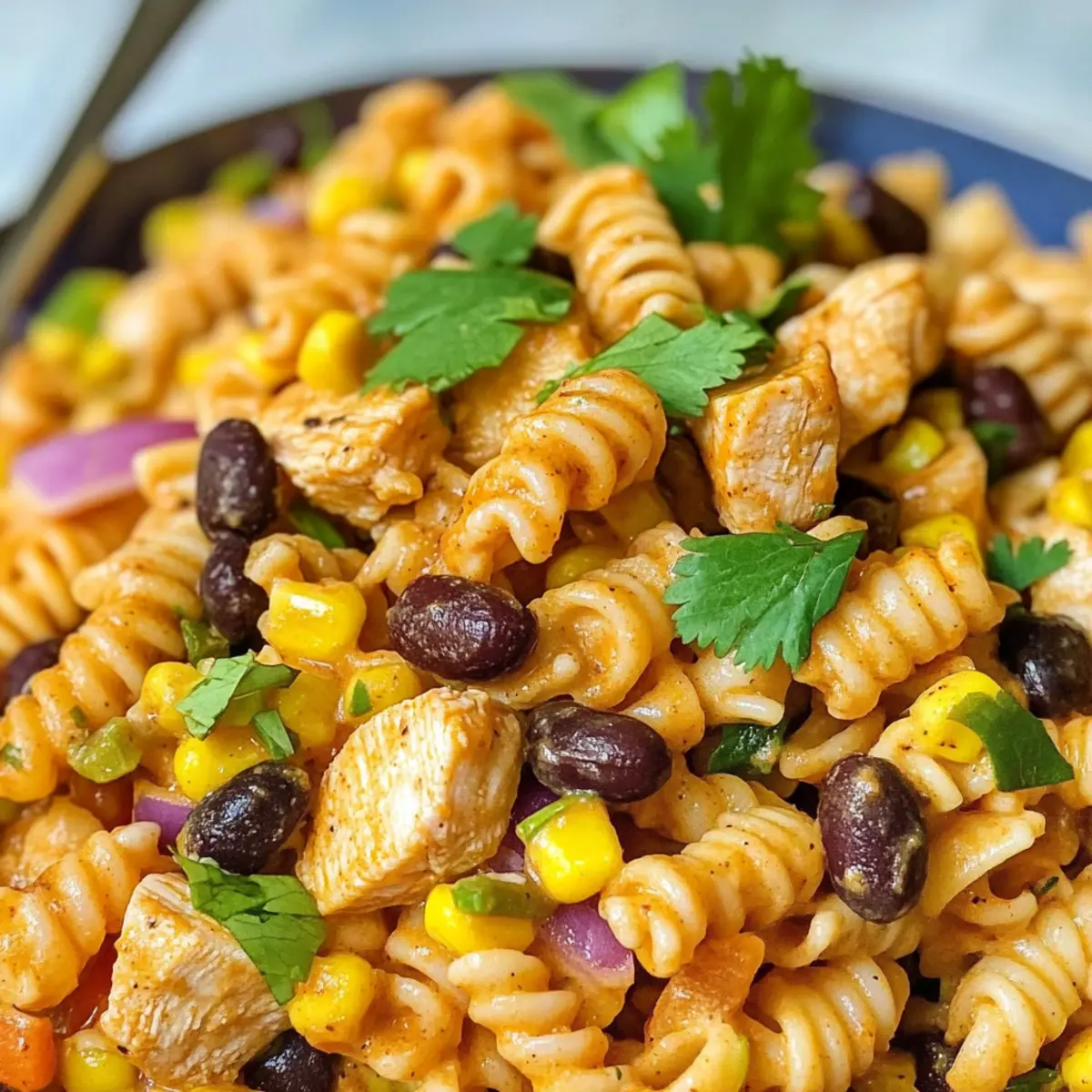 Würzige Hähnchen-Enchilada-Nudelsalat für Sommertage