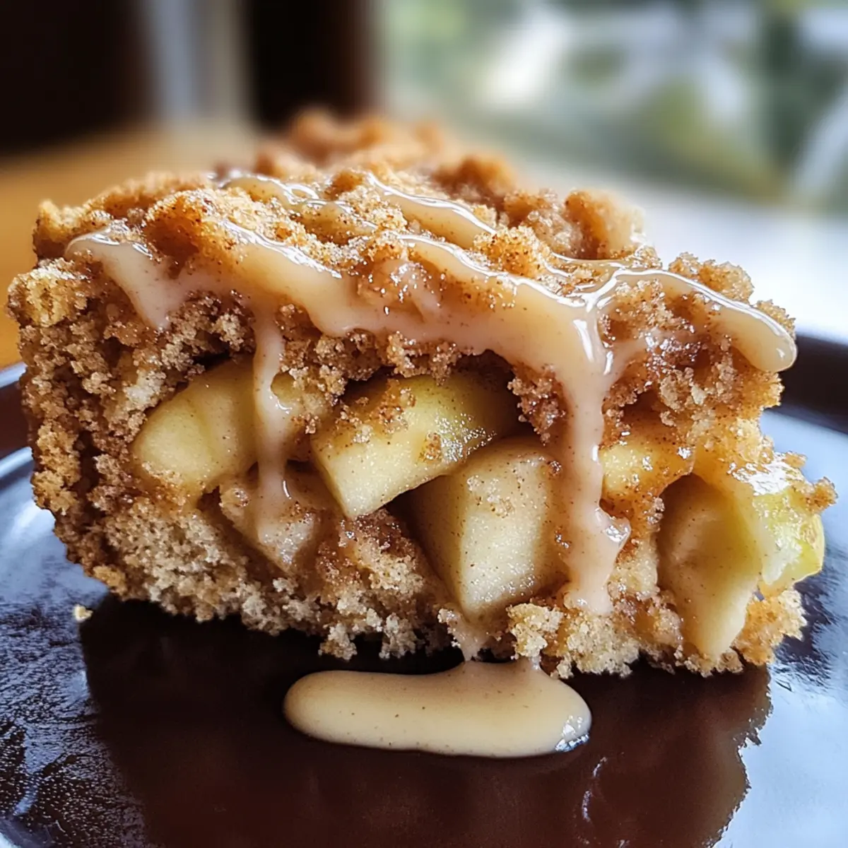 Saftiger Apfelkrümelkuchen mit Zimtäpfelsauce