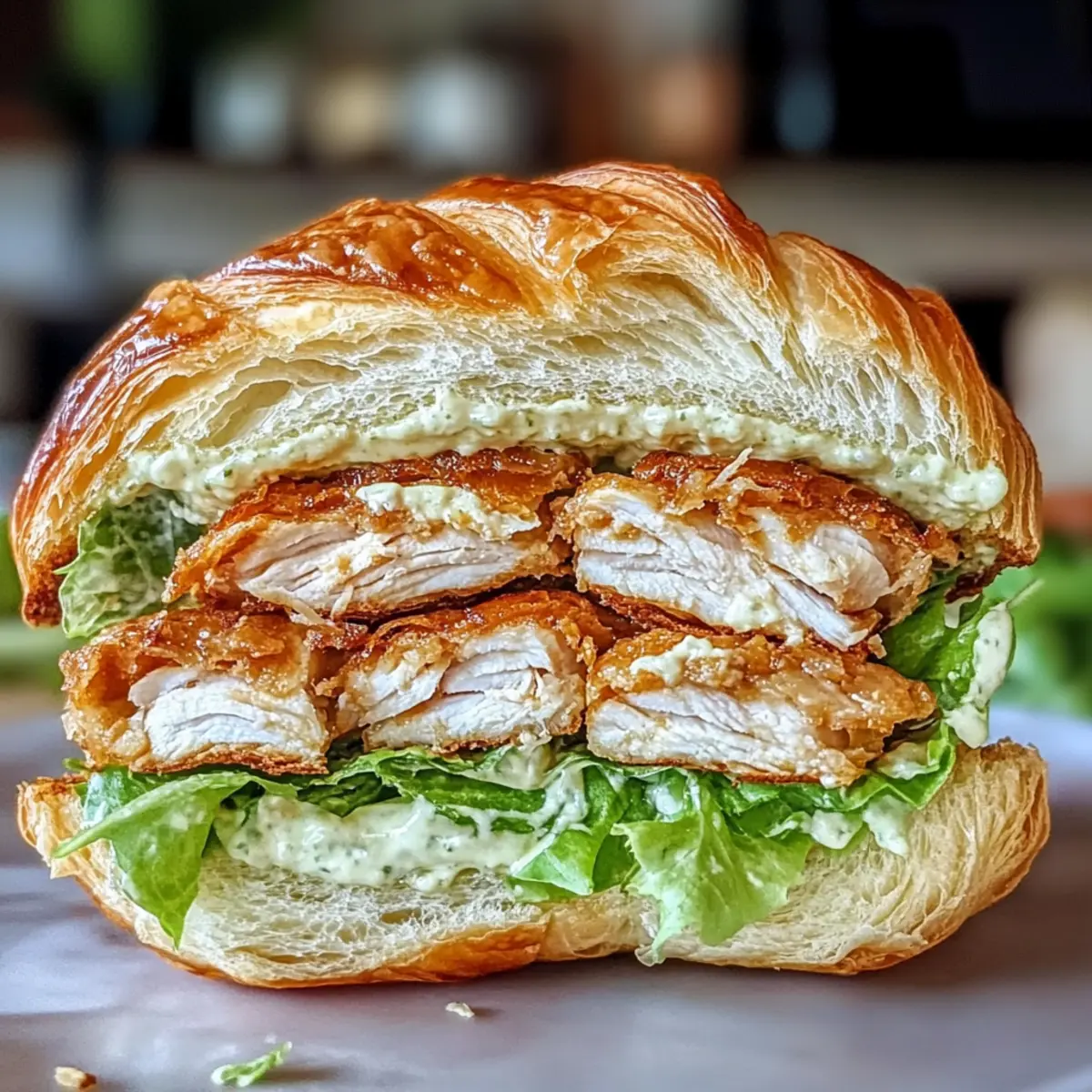 Hühnchen Caesar Croissant Sandwich für jeden Anlass