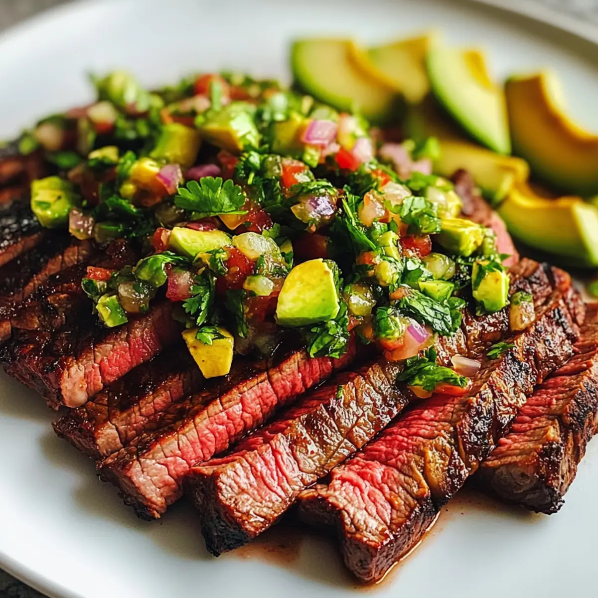 Flanksteak mit Avocado-Salsa frisch und lecker
