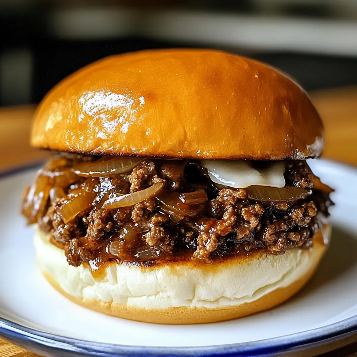 Französische Zwiebel-Rindfleisch Sloppy Joes einfach genießen