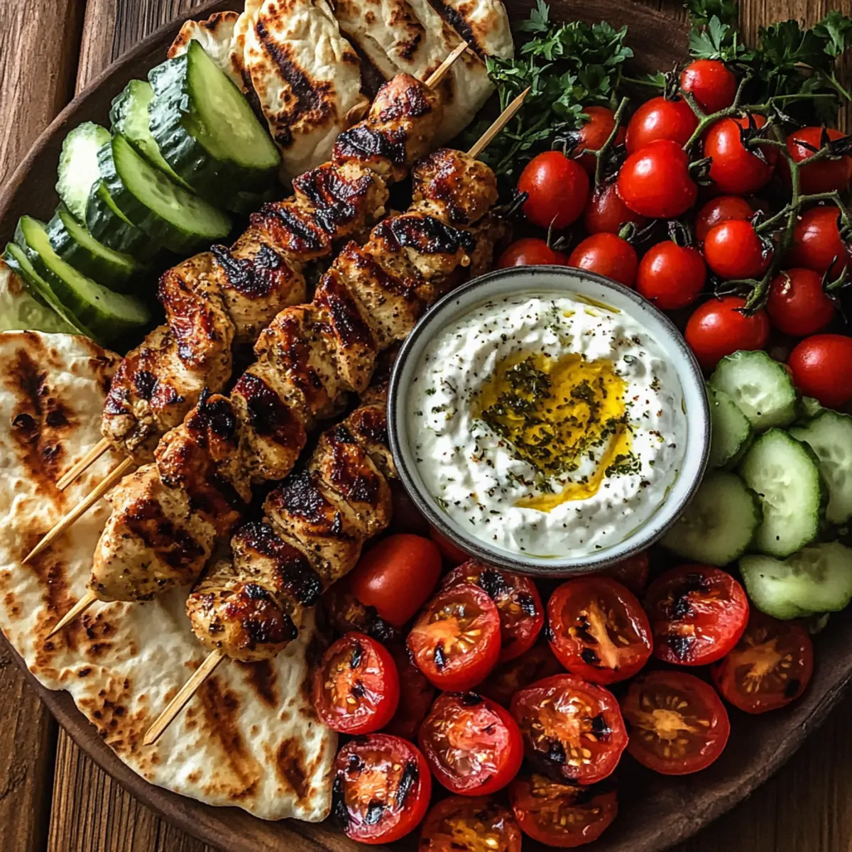 Griechisches Hähnchen Souvlaki mit Feta Dip
