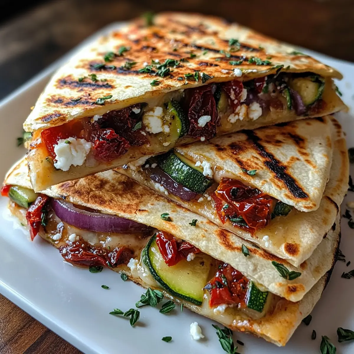 Gegrillte mediterrane Gemüse-Quesadillas schnell zubereiten
