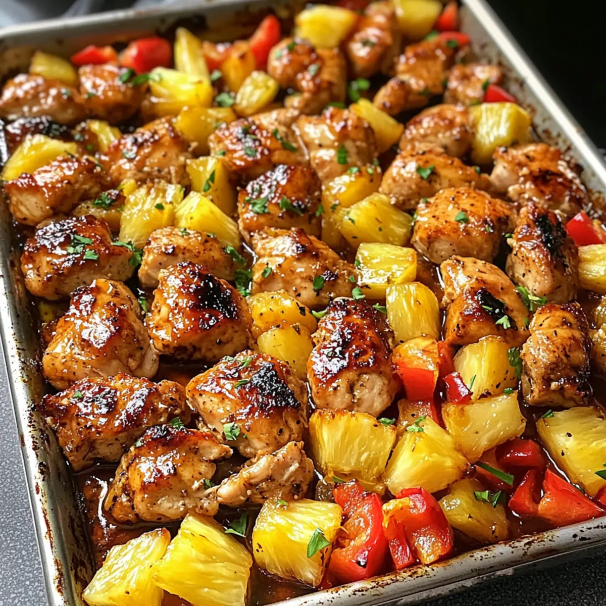 Hawaiian Hähnchen Blechpfanne einfach und lecker