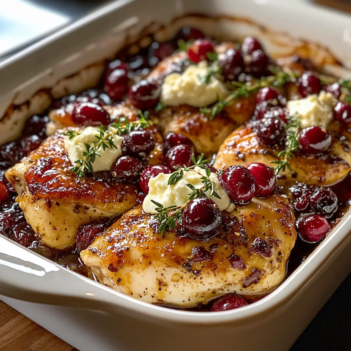Honig Cranberry Hähnchen Auflauf mit Ricotta Käse