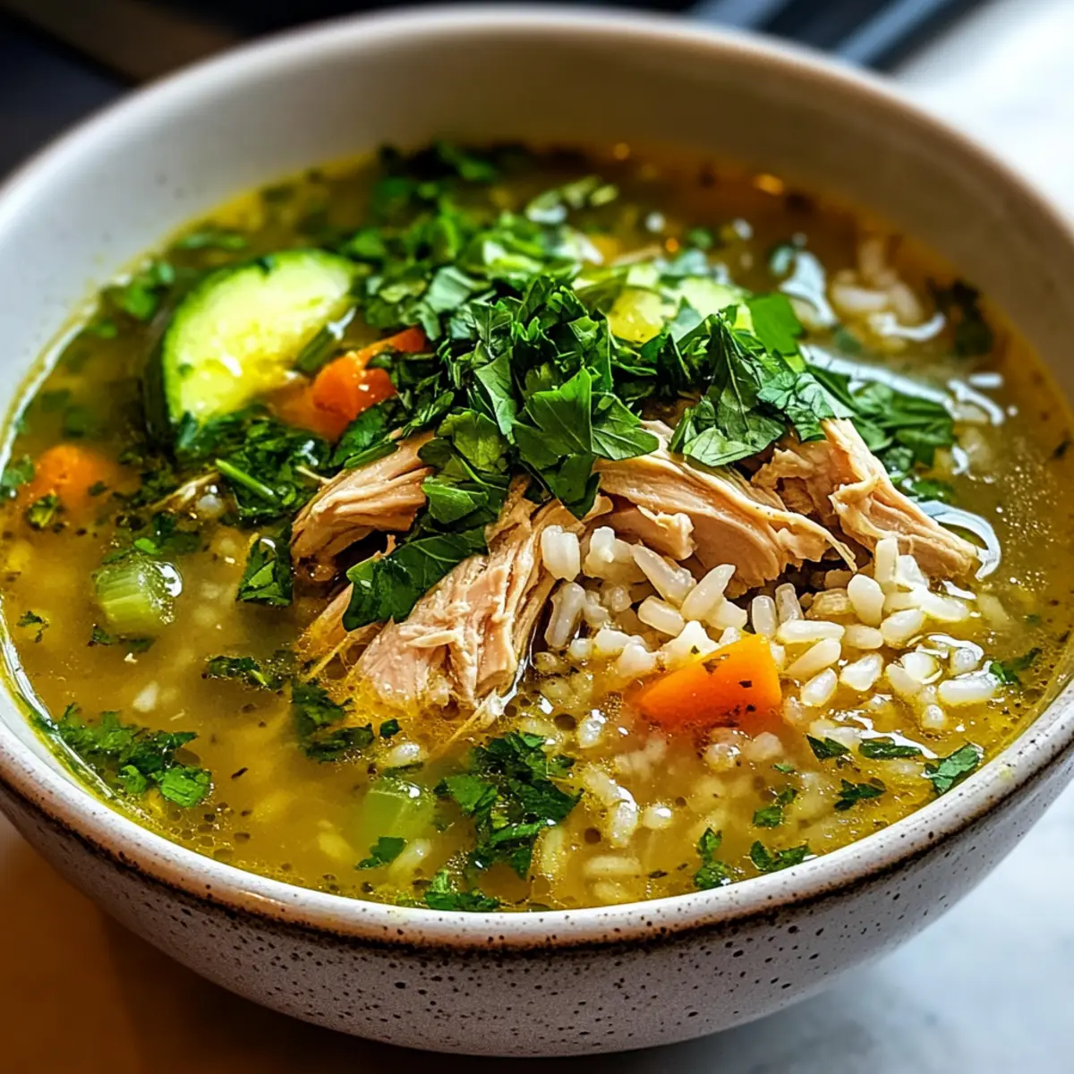 Hühner-Reis-Suppe mit speziellem Kräuter-Extrakt