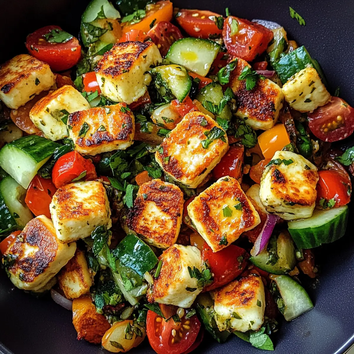 Kritharaki-Salat mit Halloumi-Croutons leicht gemacht