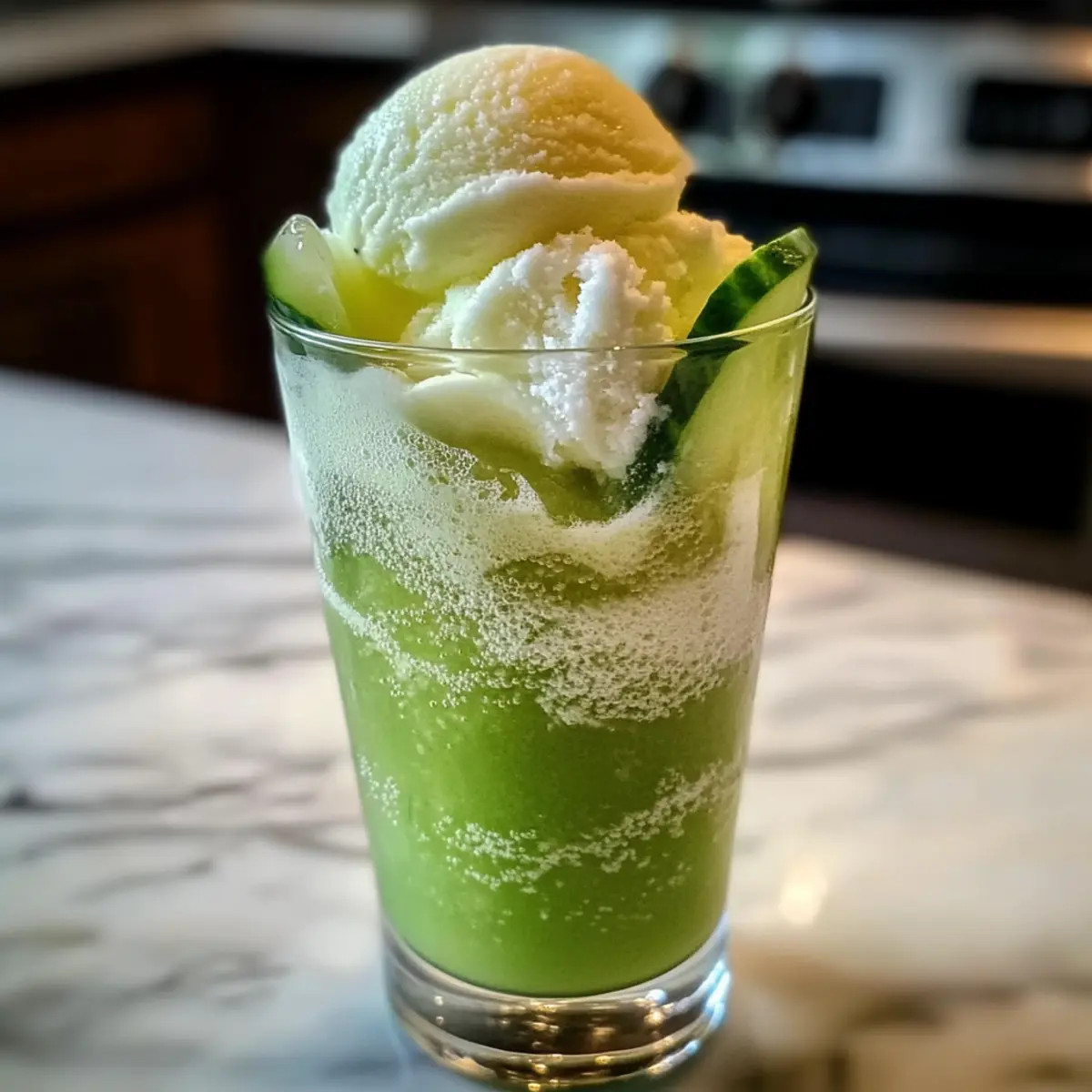 Erfrischender Melonencreme-Soda-Float für den Sommer