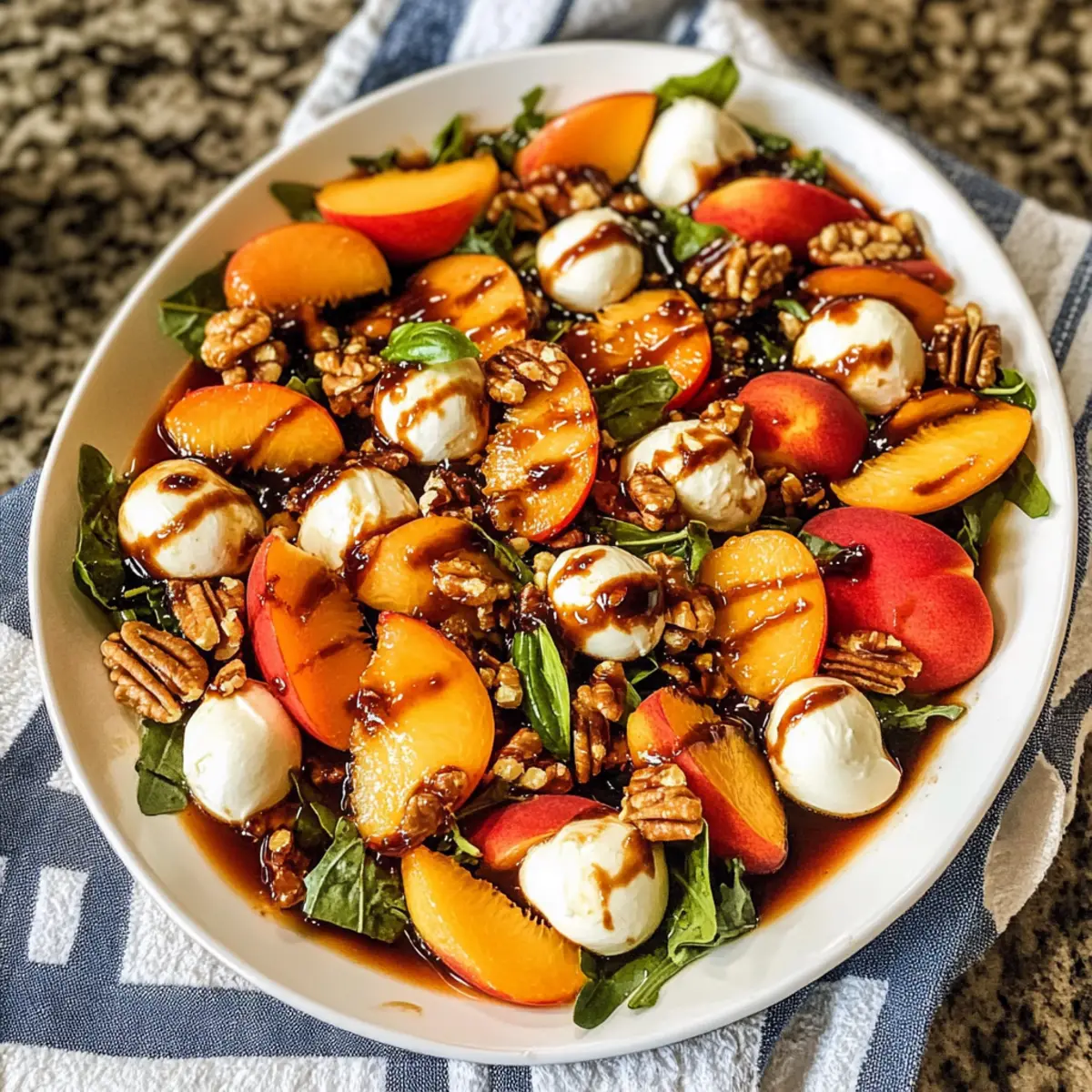 Pfirsichsalat mit Mozzarella und Walnüssen