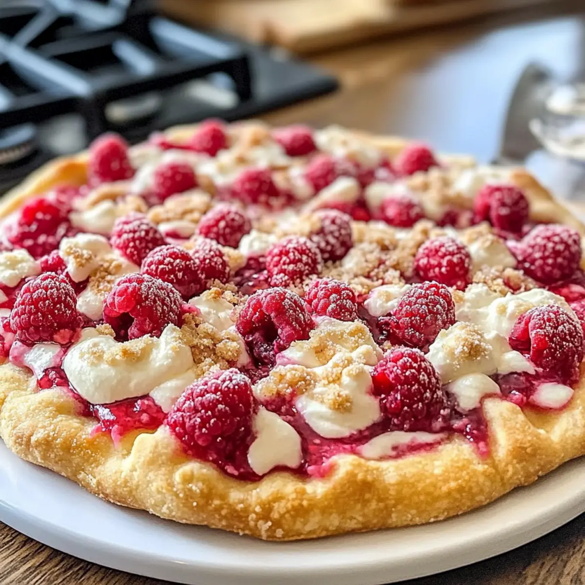 Himbeer-Käsekuchen-Dessertpizza ganz einfach selbstgemacht