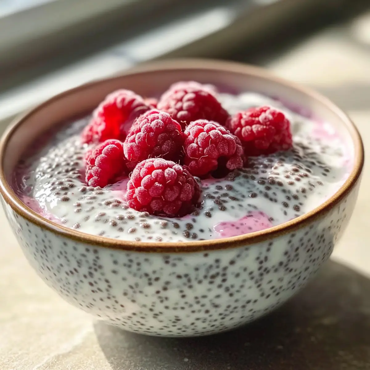 Himbeer-Chia-Pudding mit cremiger Kokosmilch