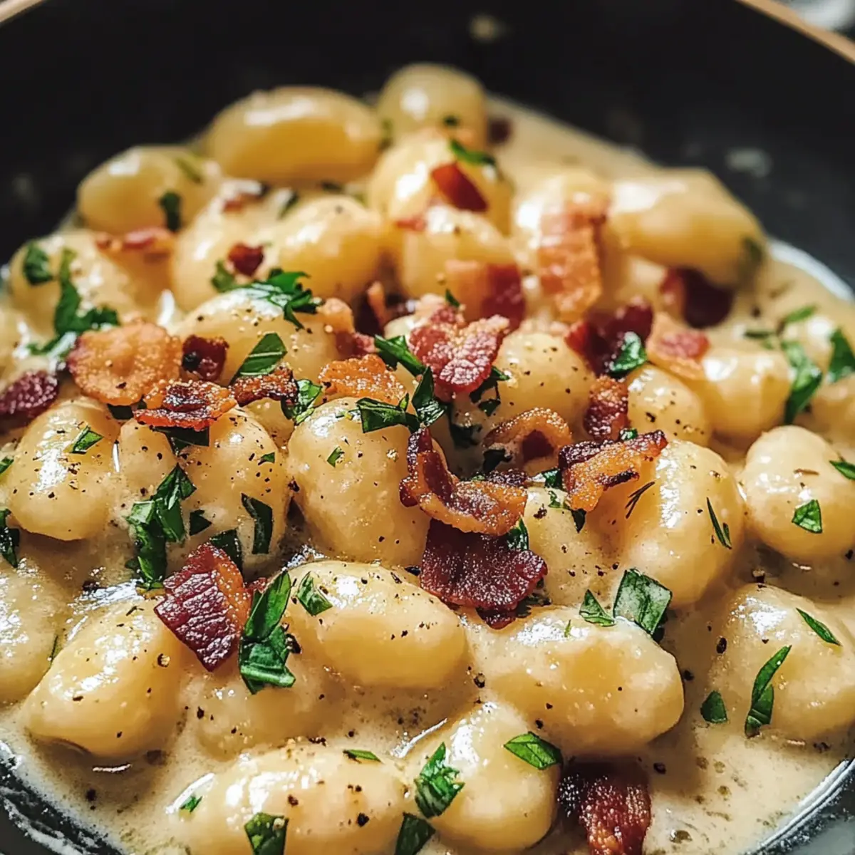 Geröstete Knoblauch-Creme-Sauce mit Gnocchi genießen