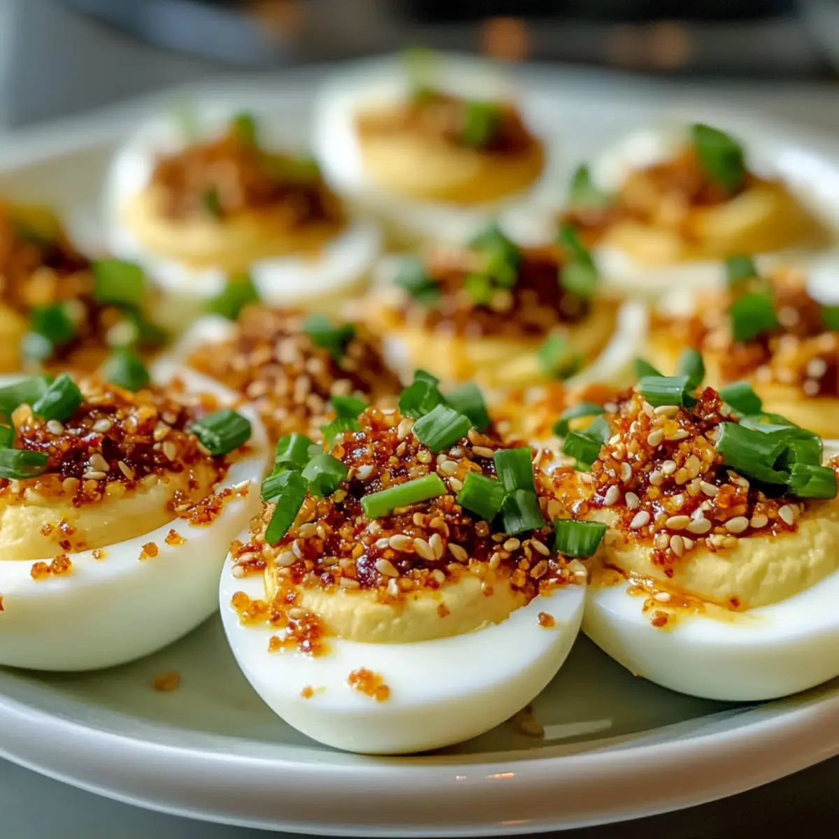 Sojasauce gefüllte Eier mit Chili Crunch Leckerbissen