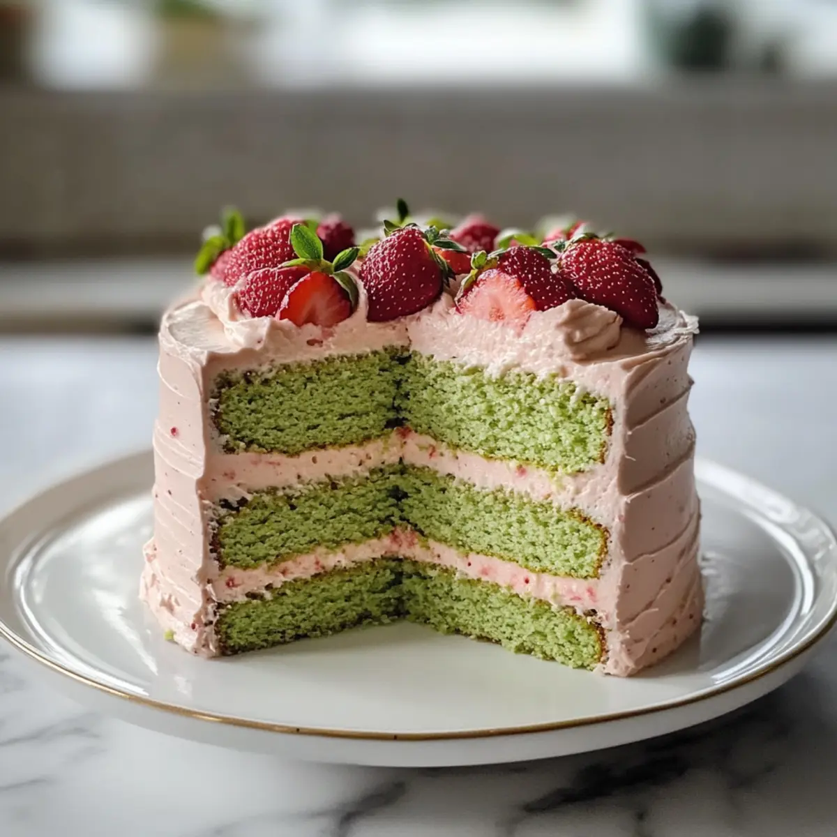 Erdbeer-Matcha-Kuchen für fruchtige Genussmomente
