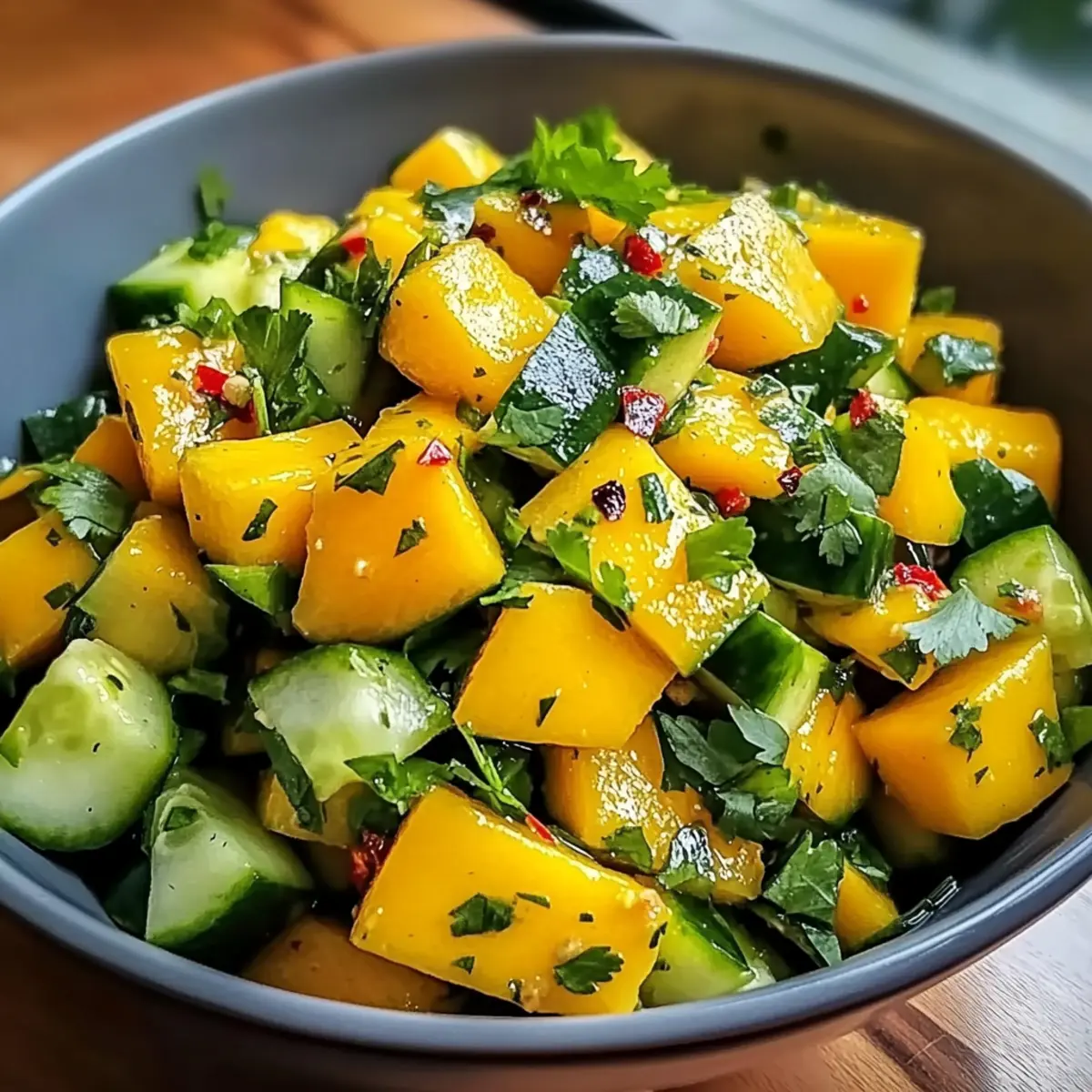 Thailändischer Mango-Gurken-Salat für schnelles Genießen