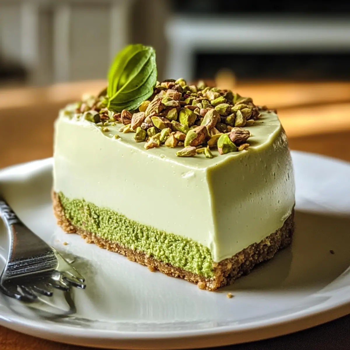 Veganer Pistazien Cheesecake ohne Backen