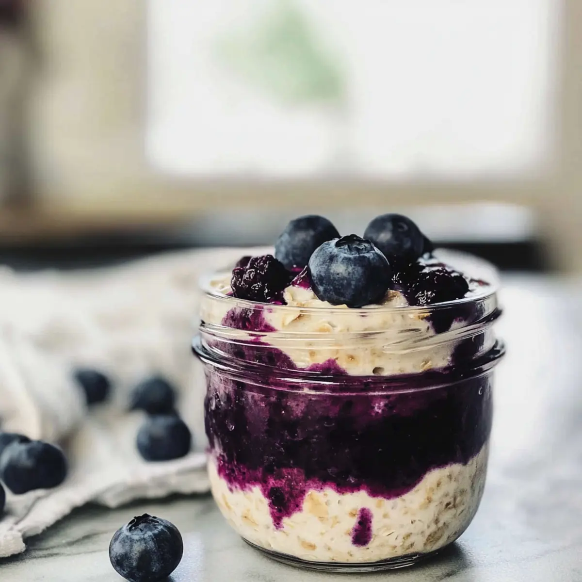 Blaubeer-Käsekuchen Über Nacht Haferflocken genießen