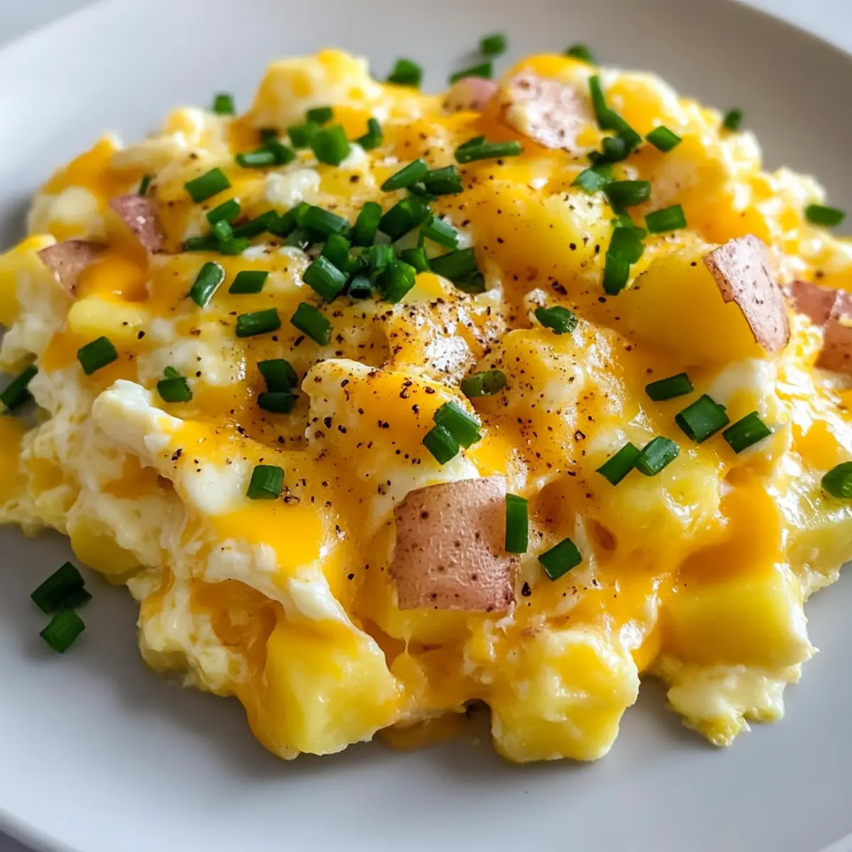 Käse Kartoffel Eier Rührei für ein schnelles Frühstück