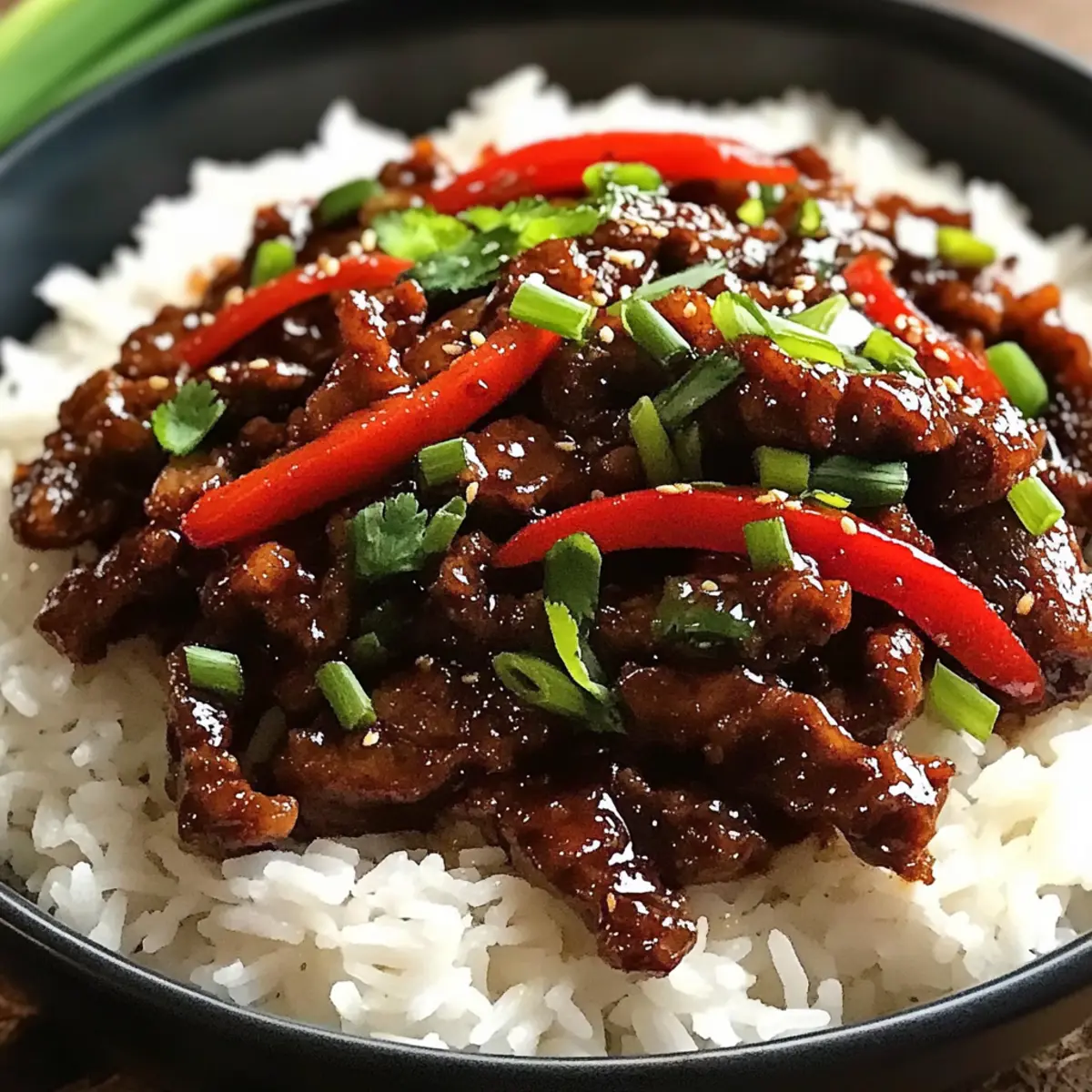 Crispy Chili Rindfleisch Reis in 15 Minuten