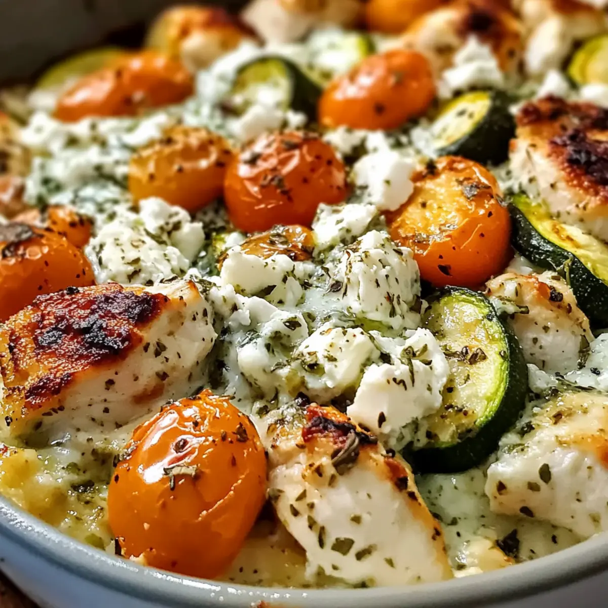 Schneller Dump-und-Bake Hähnchen Tzatziki Auflauf