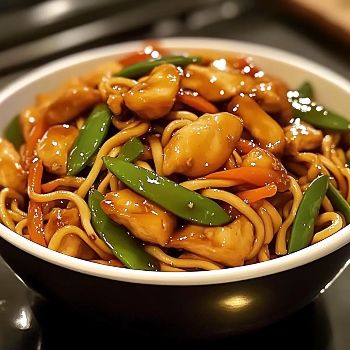 Knoblauch Hähnchen Lo Mein in 30 Minuten
