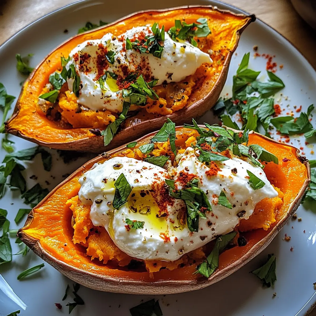 Gefüllte Süßkartoffeln mit Burrata für jeden Anlass