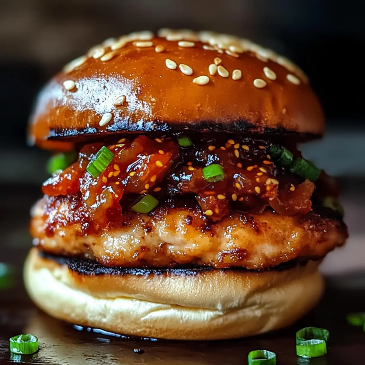 Gochujang Hähnchenburger mit Kimchi Speckmarmelade