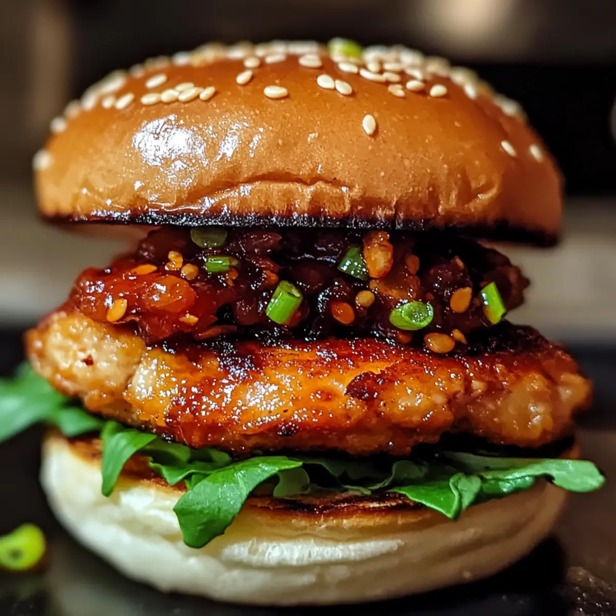 Gochujang Hühnchen Burger mit Kimchi Bacon Jam