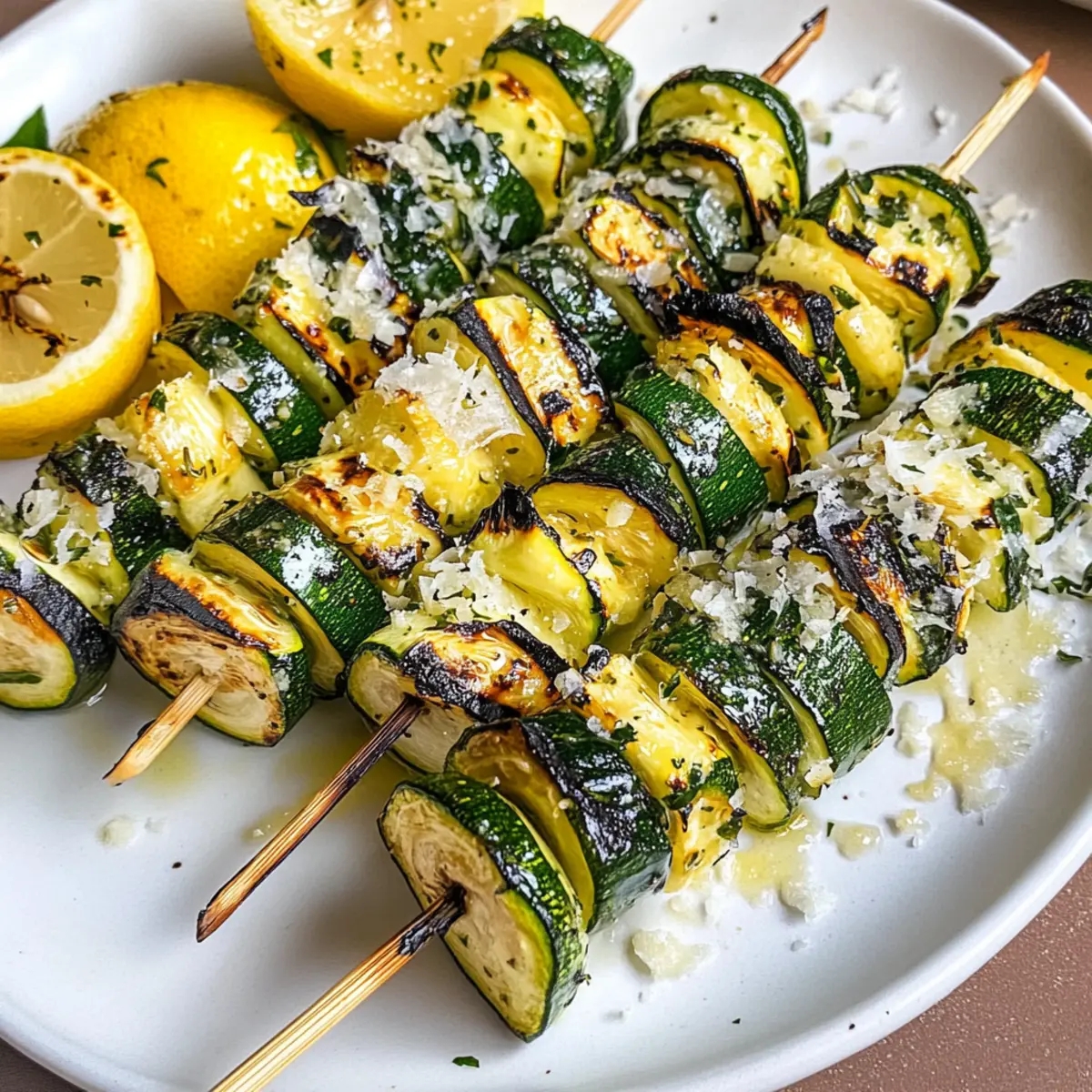 Gegrillte Zucchini-Spieße mit Zitrone und Parmesan