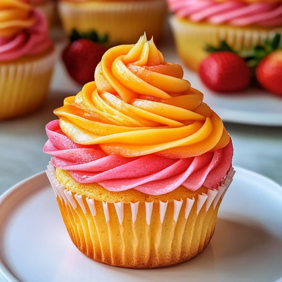Mango Erdbeer Sonnenuntergang Cupcakes selber machen