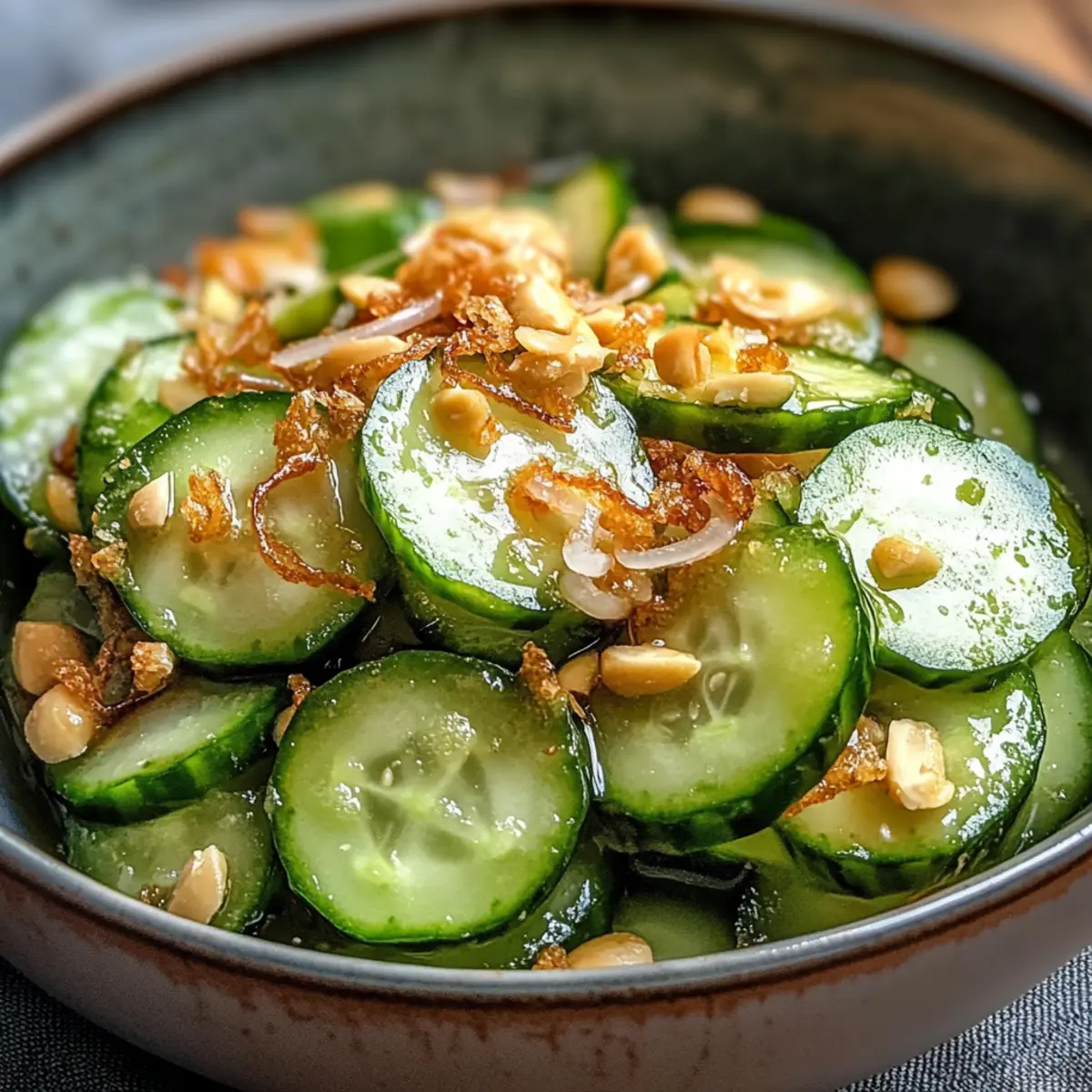Miso Gurken Salat mit knusprigen Schalotten