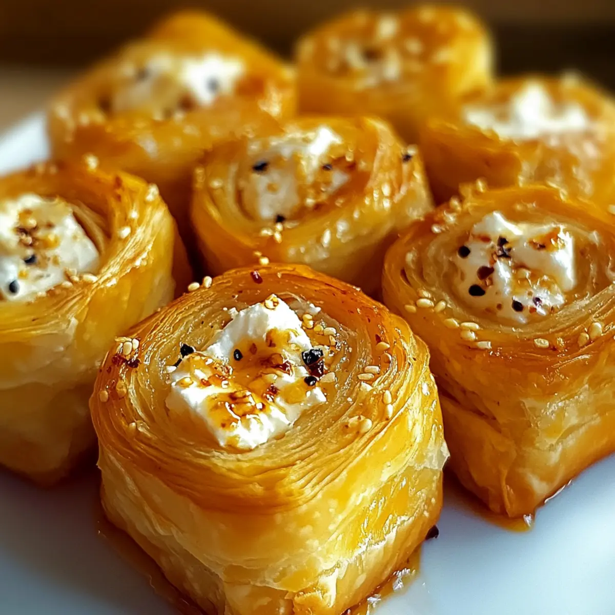 Ofen-gebackene Feta-Rollen mit Chili-Honig Genuss