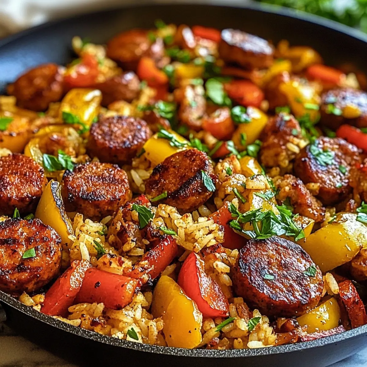 Ein-Pfannen-Sommerwürstchen-Pfanne mit Cajun-Kick