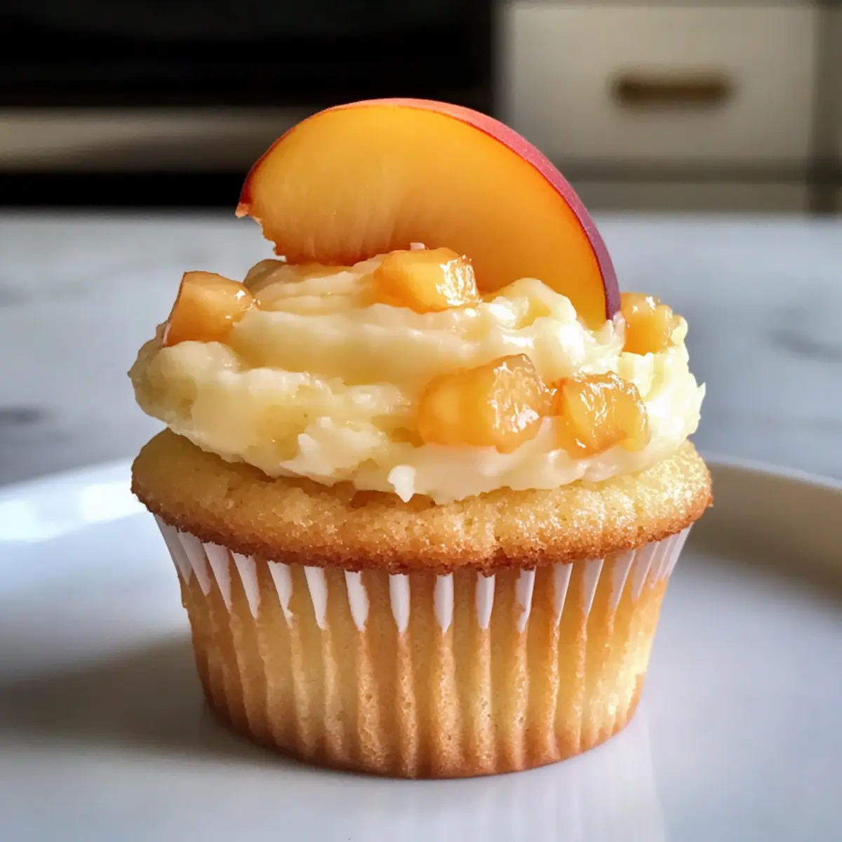 Pfirsich- und Honig-Käsekuchen-Cupcakes für Sommerfreuden