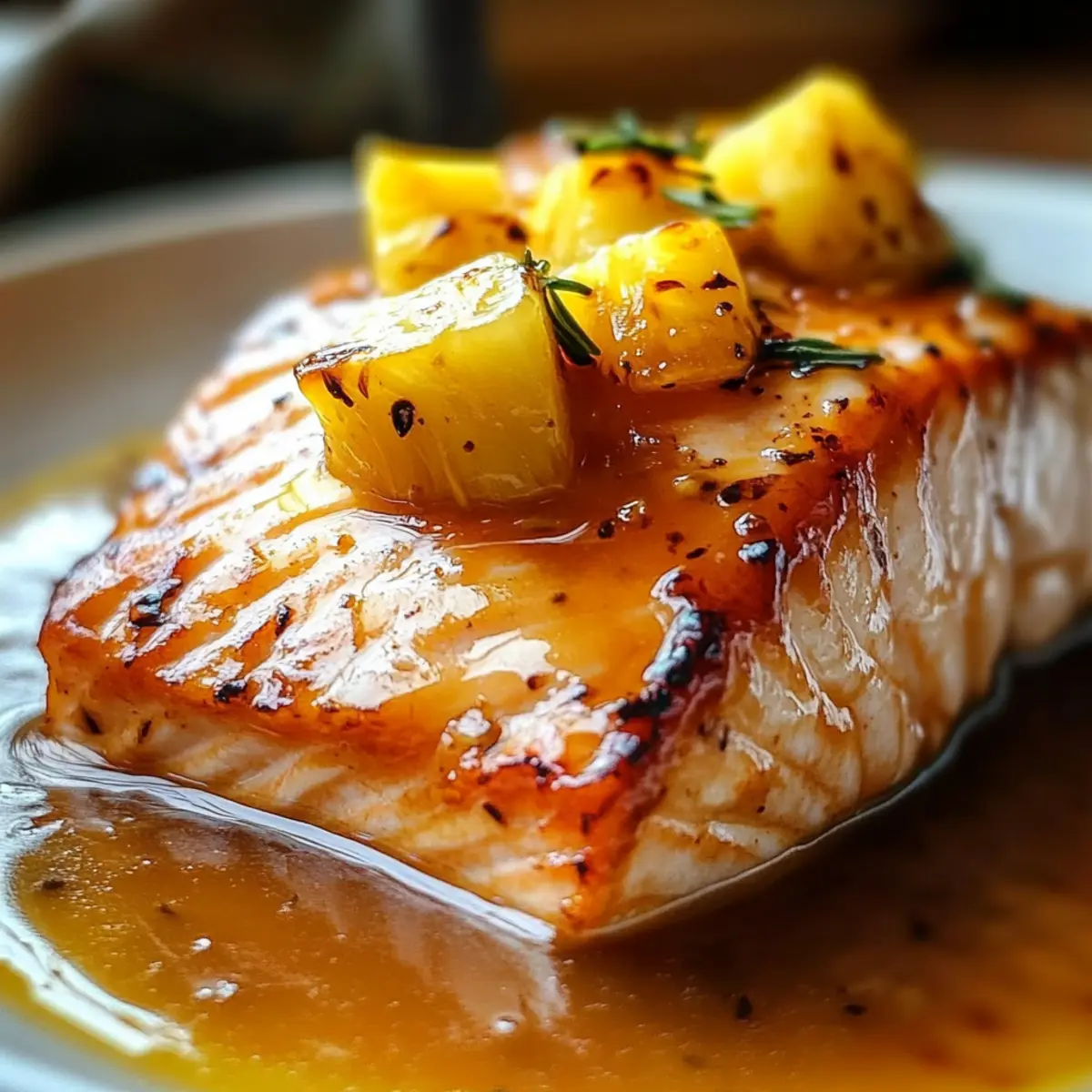 Ananas-glasierte Lachs für ein schnelles Abendessen