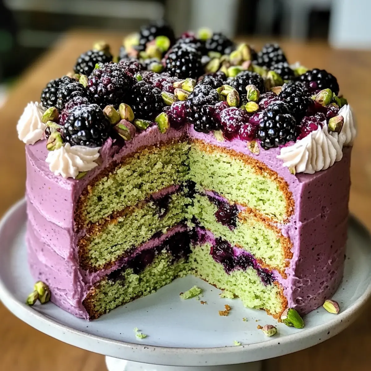 Pistazien- und Brombeer-Olivenölkuchen für Genusssüchtige