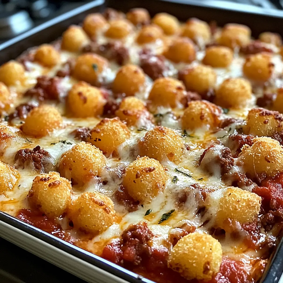 Pizza-Tot-Auflauf für die ganze Familie genießen