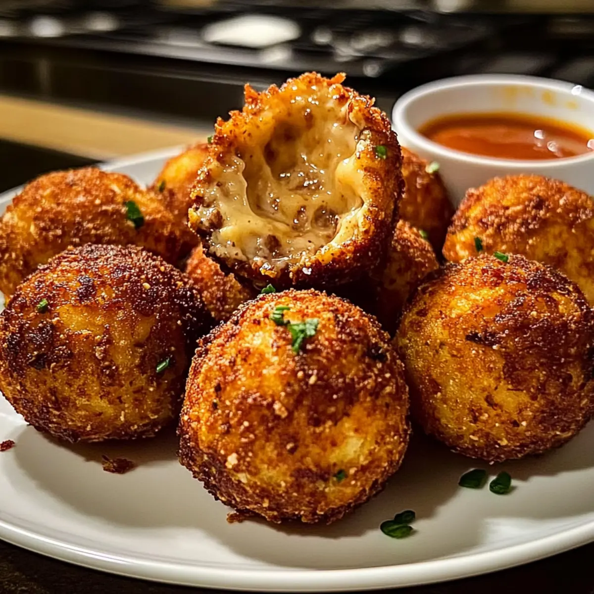 Reubenbällchen mit würziger Tausendinseldip-Sauce