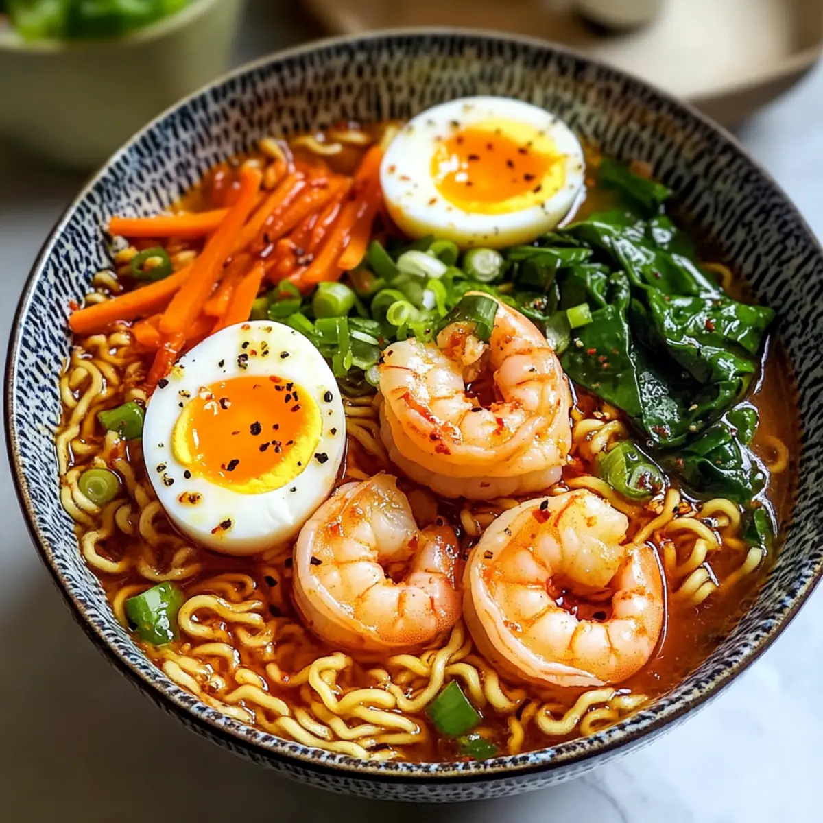Scharfe Garnelen Ramen Nudeln schnell und lecker