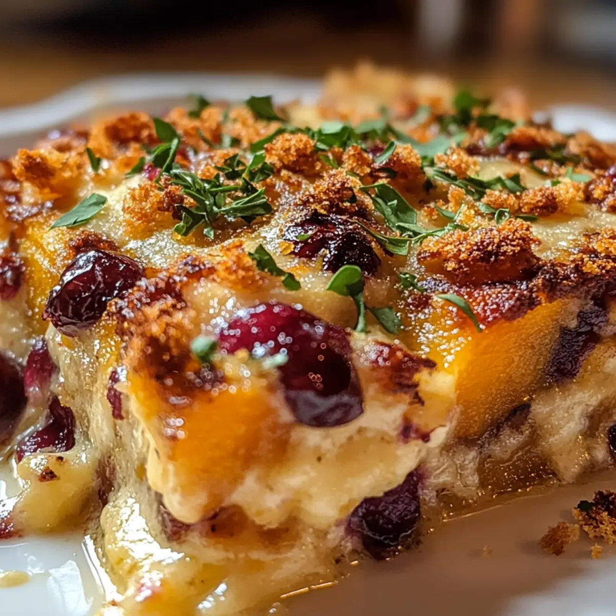 Süßkartoffel- und Cranberry-Gratin für Feiertage